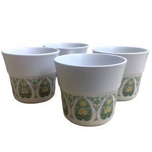 VTG 70’s Noritake Progression Palos Verde Green & White Geometric MCM Cups